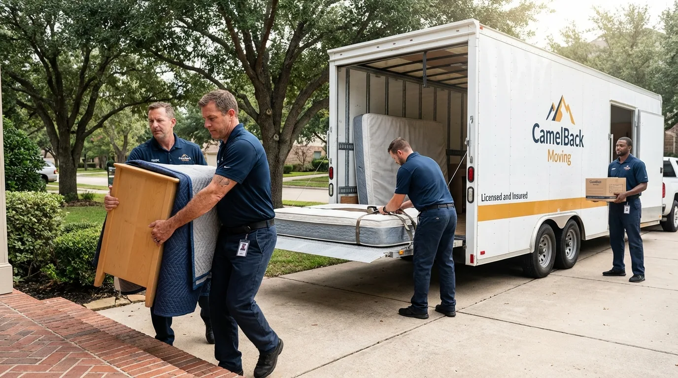Crew loading residential truck for cross-state move from Saranac Lake, NY